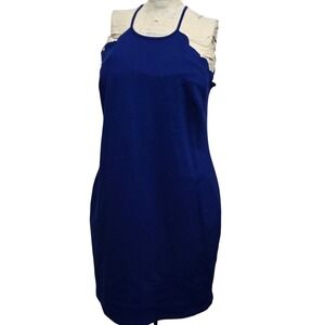 Free Press Dress L Large Royal Blue Scalloped Halter Neck Bodycon Mini Baddie